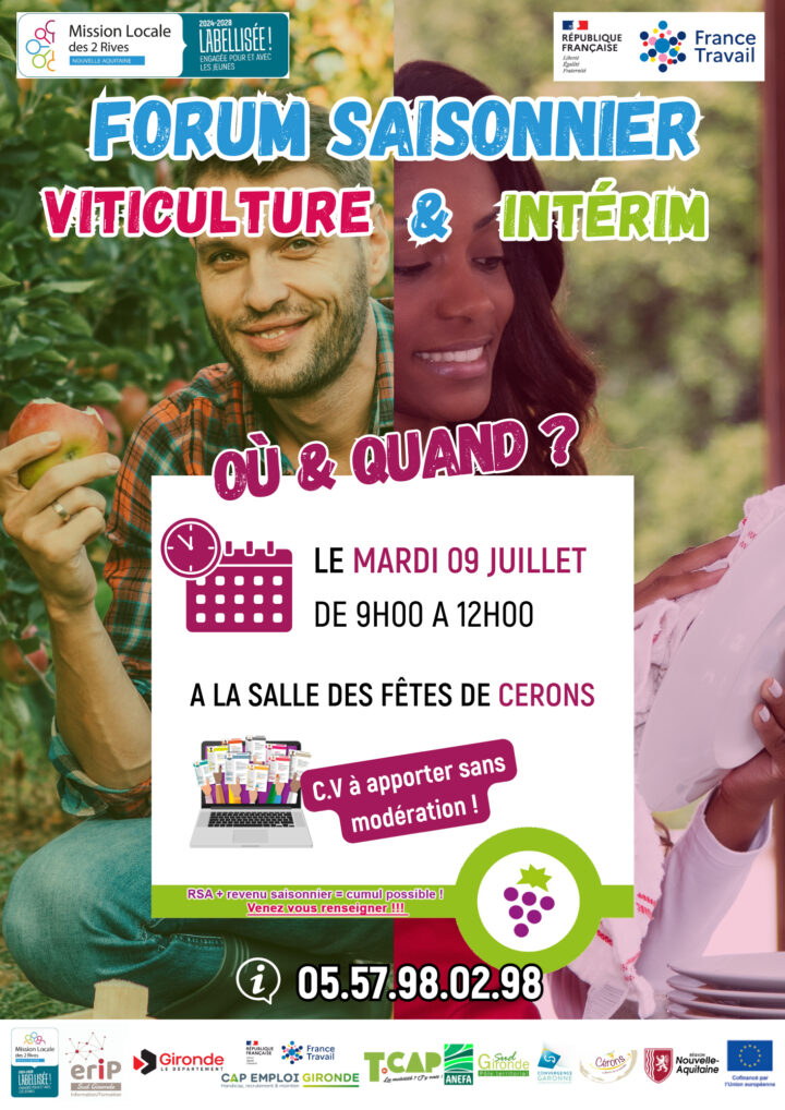 Affiche de présentation du forum saisonnier de Cérons.